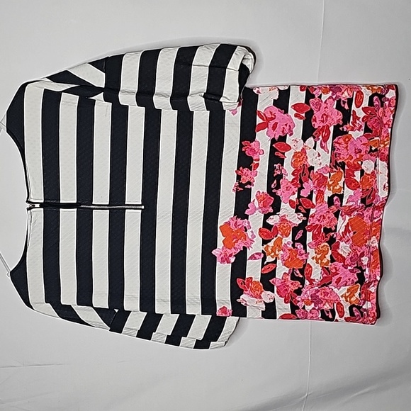 Free People Postmark Linnea striped floral border balloon sleeve tunic top Med - Picture 8 of 9